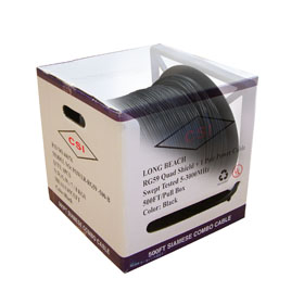 1000FEET SIAMESE RG59 ULQUAD 18AW POWER COMBO PULL TYP BOX BLACK